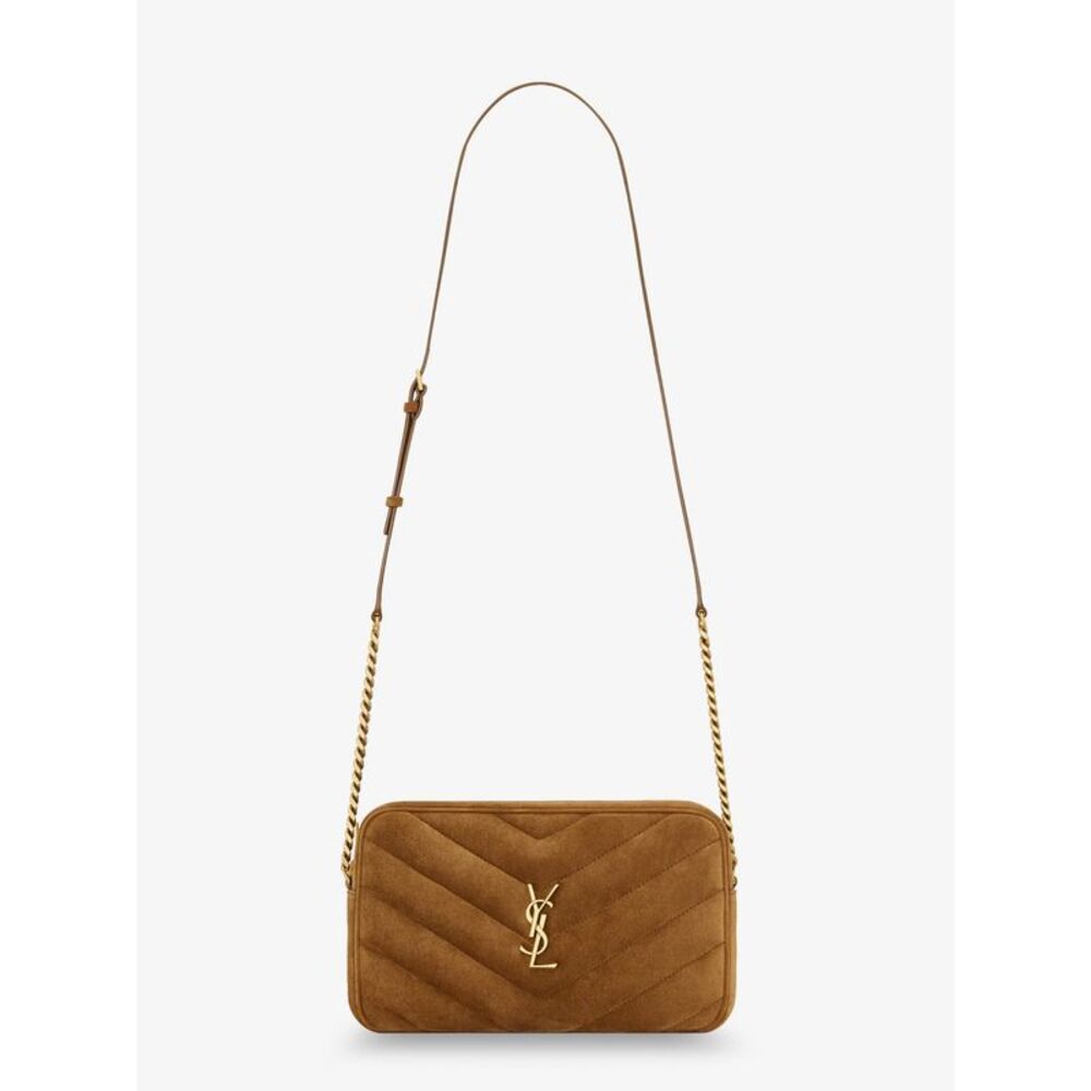 Saint Laurent Women Loulou Suede Crossbody Bag With Cassandre Logo On The Front